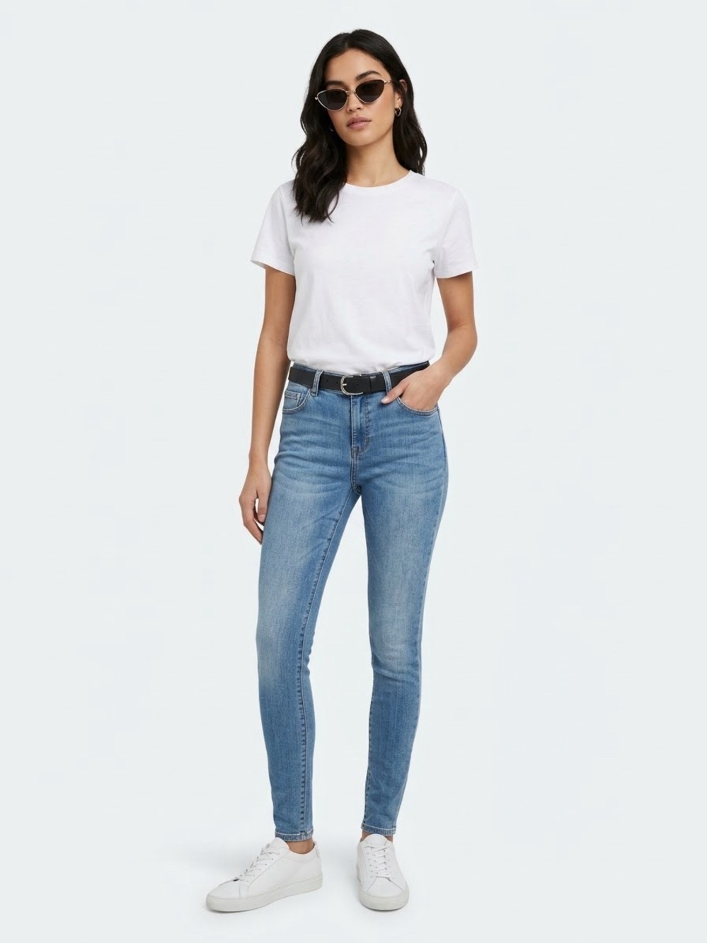 Classic High-Rise Skinny Jeans in Light Blue